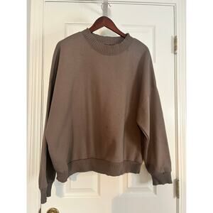 GAP Crewneck Sweatshirt XL Brown Oversized Fleece Pullover Minimal Basic